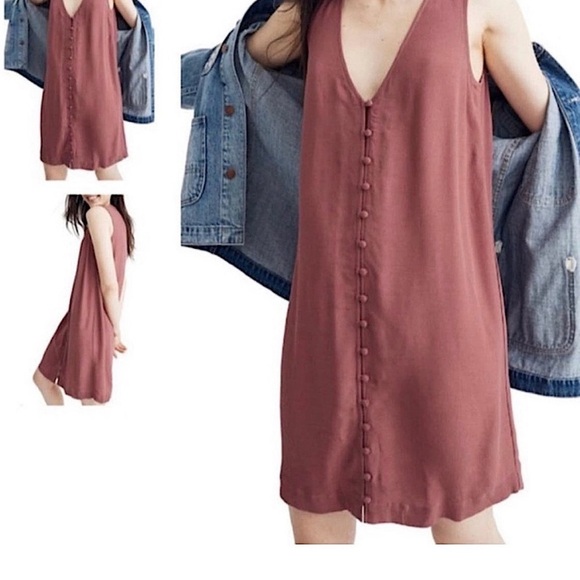 Madewell Heather Sleeveless Button Front Dress L Peach Pink Mini Casual - Picture 2 of 10